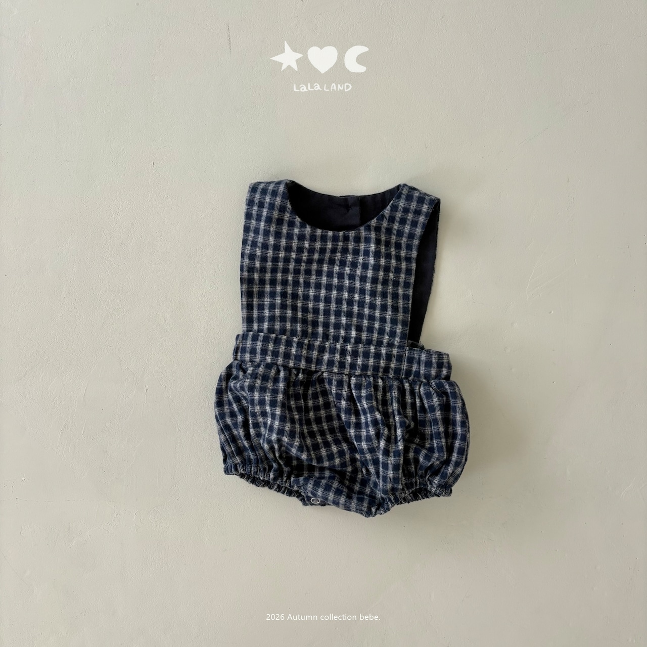 韓国子供服 / LALALAND / 26Autumn / ベベ チェック ロンパース / 秋服 / ベビー *6M~18M*