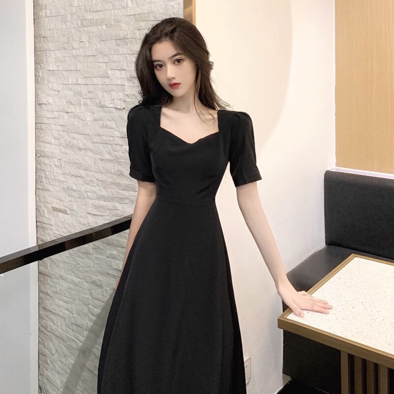 カラードレス サマーウェスト薄手ロングブラック 夏物 スクウェア 1号婦人43400673996