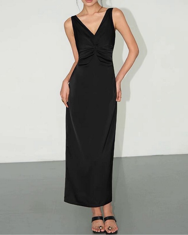 Vネックスリムワンピース 2color A0368