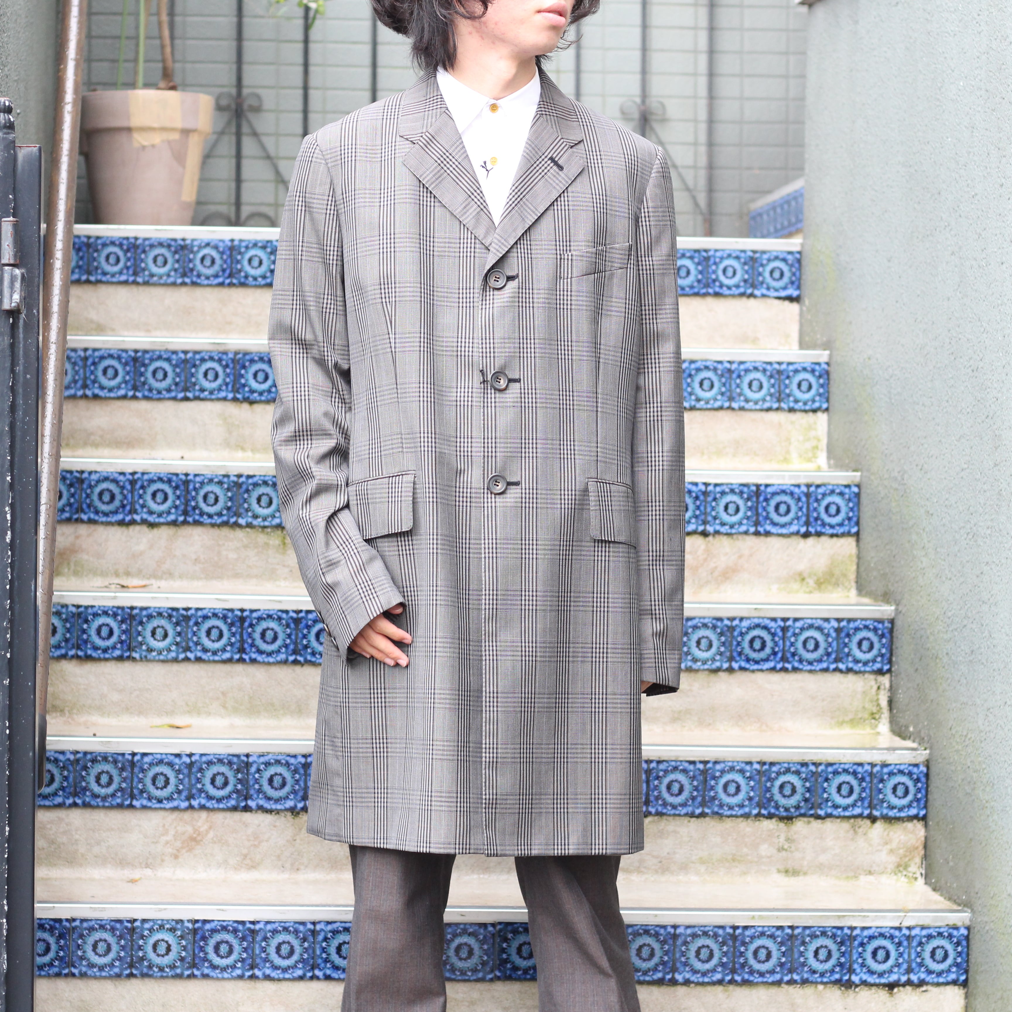 DRIES VAN NOTEN CHECK PATTERNED CHESTERFIELD COAT/ドリスヴァン