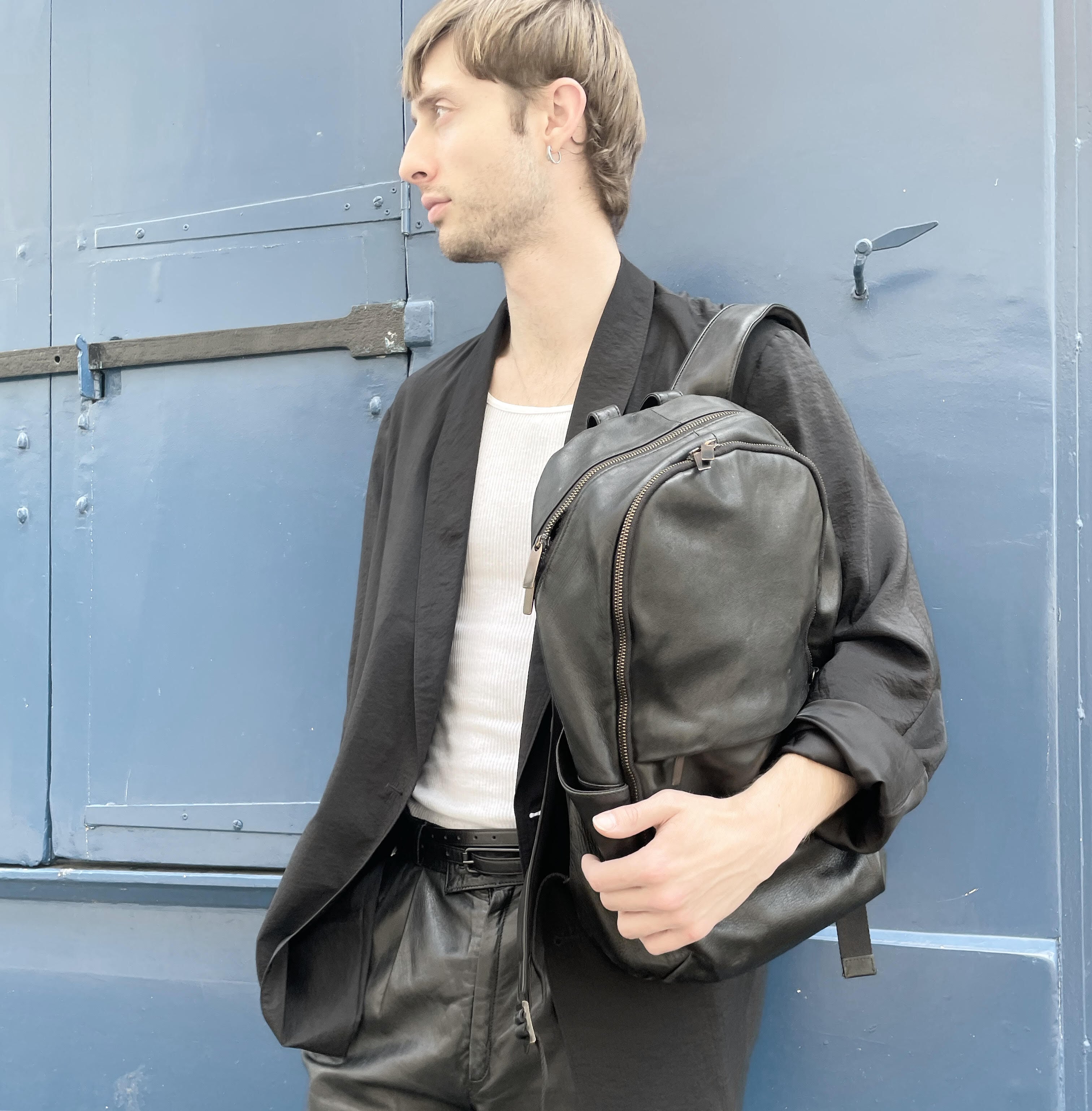 ABG Leather backpack 'round double F' バックパック/リュック