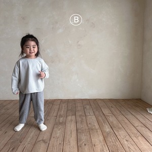 【Bellabambina】花柄ワッフルジョガーパンツ gray 80~130cm 240219be