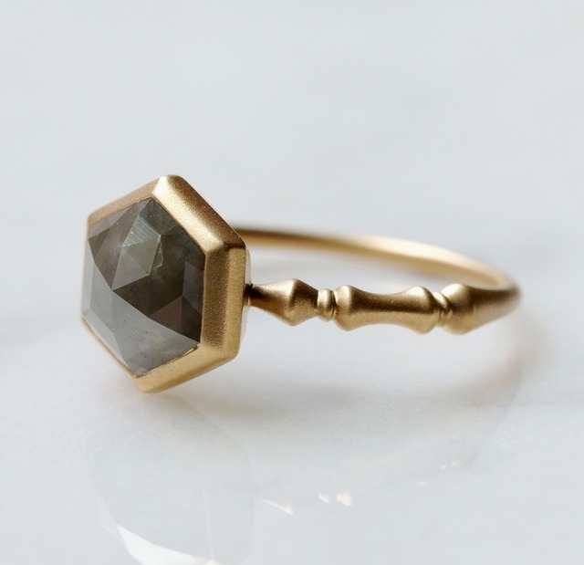Natural Black Diamond ring / K18