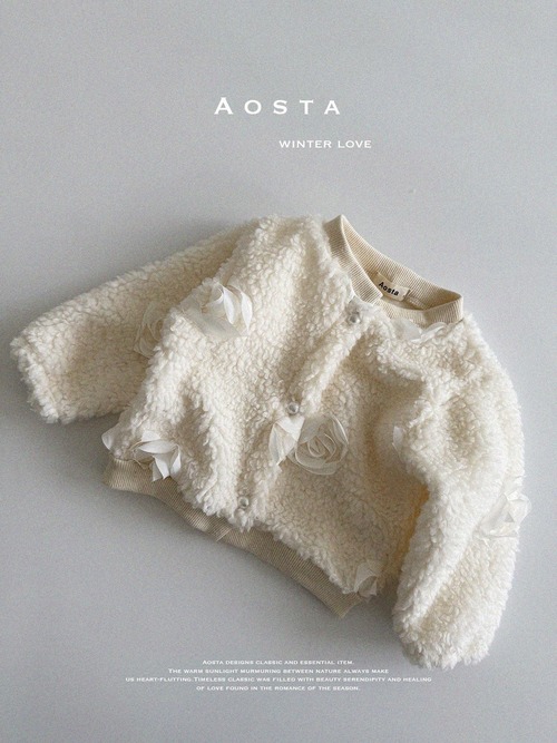 [送料無料][即納/XL]≪Aosta≫camellia fur cardigan ivory flower