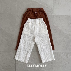 [予約] ELLY MOLLY - popcorn wide pants ( brown / ivory )