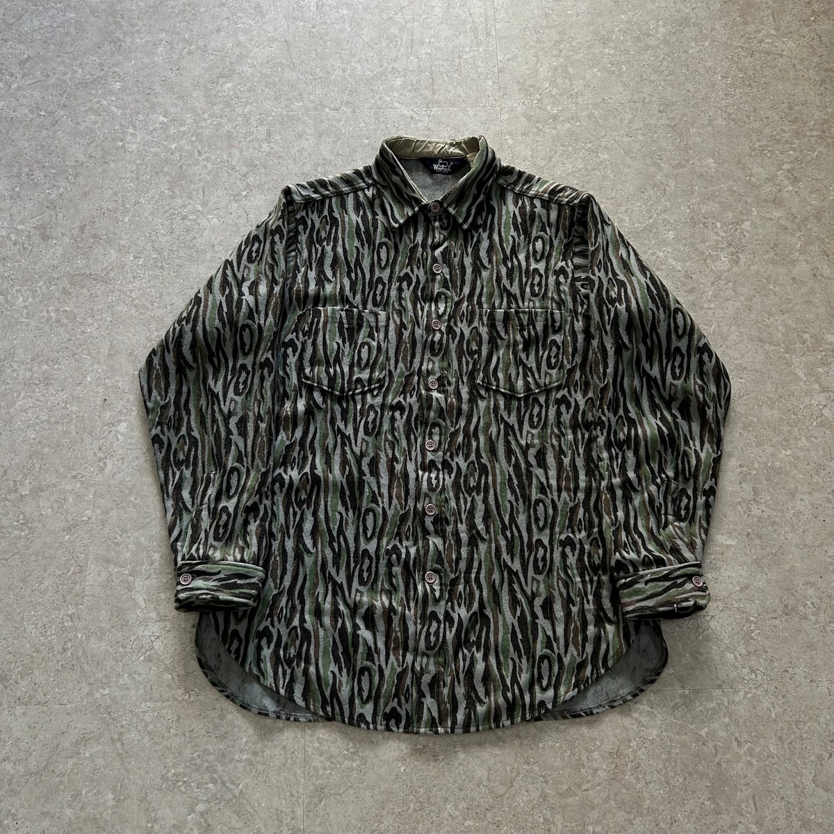 80s Woolrich Shadow Bark camouflage L/S wool shirt【仙台店 