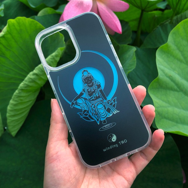 水月観音 ネオンサンド 蓄光 iPhoneケース〈仏像スマホケース〉