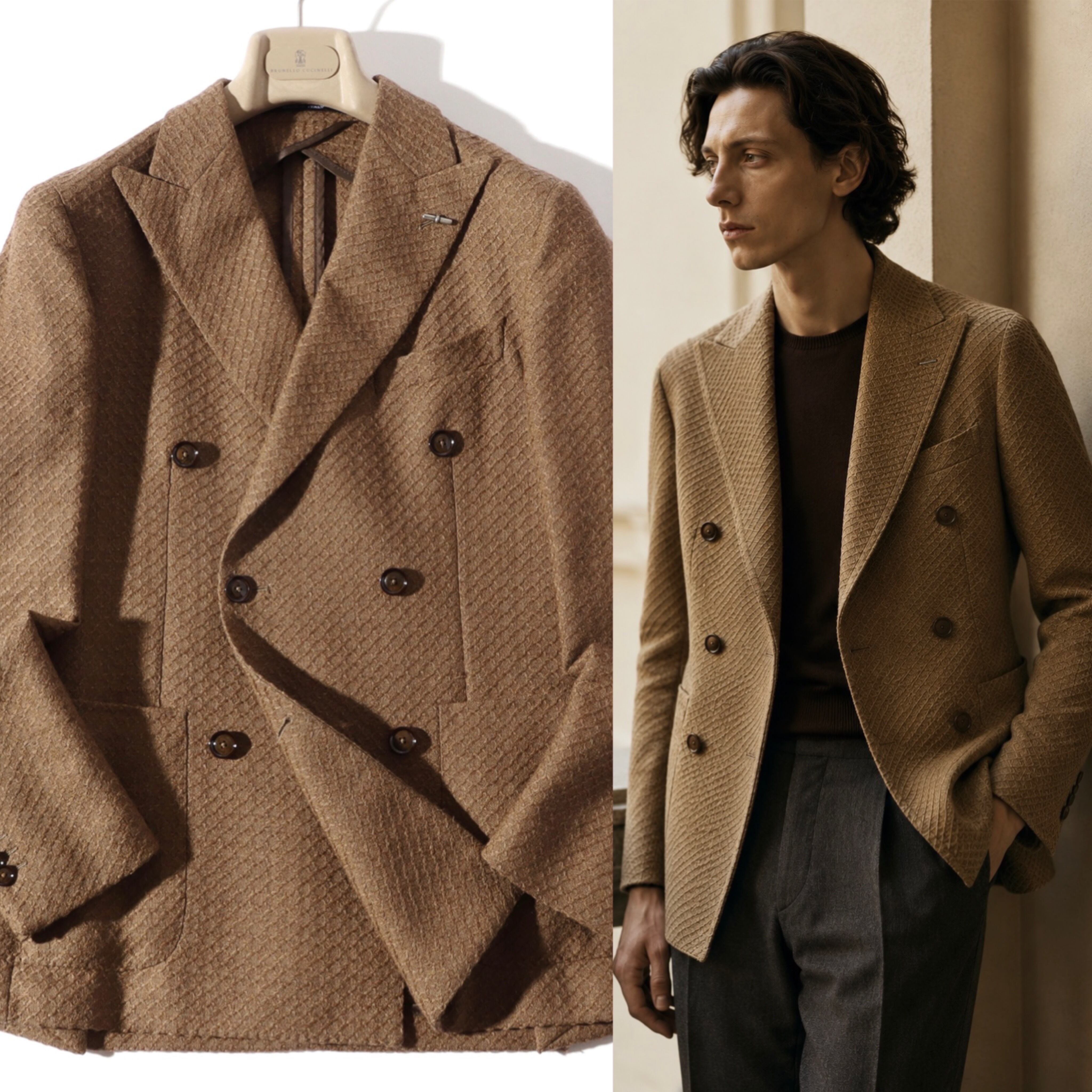 1990's] “ISAIA” Pure Cashmere Tailored Jacket (made in Italy
