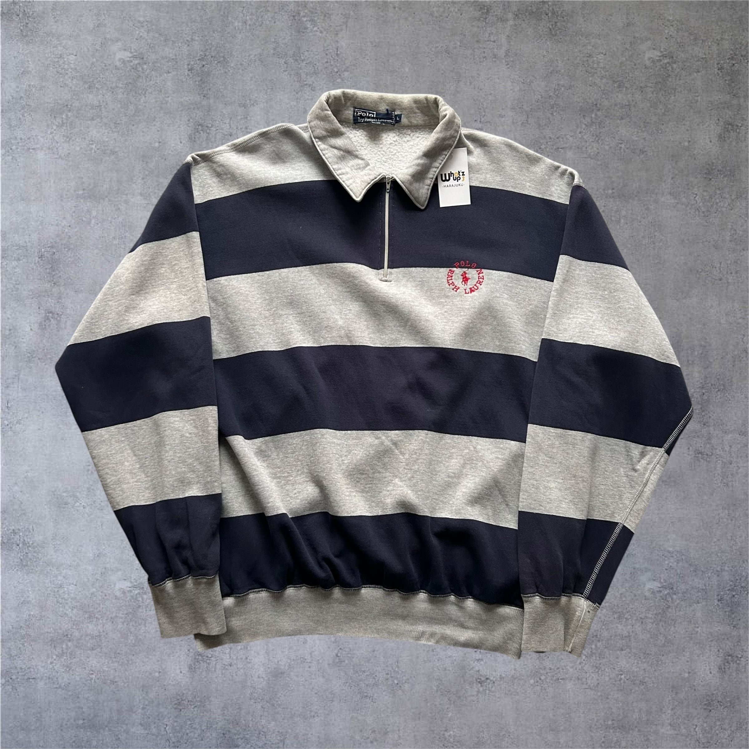 1990s Polo by Ralph Lauren Border Zip Up Sweat Polo Shirt【高円寺店】