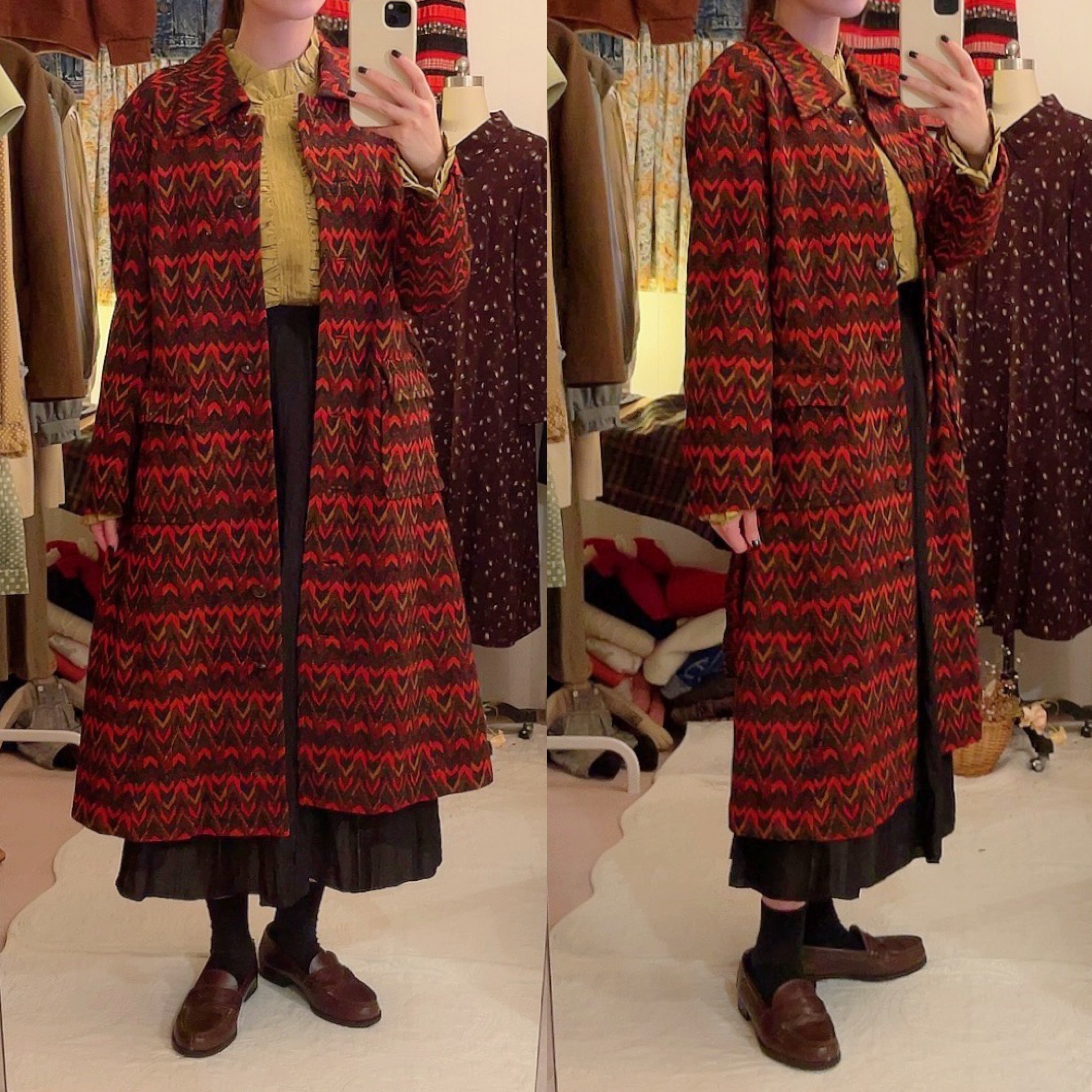 70s jacquard knit coat