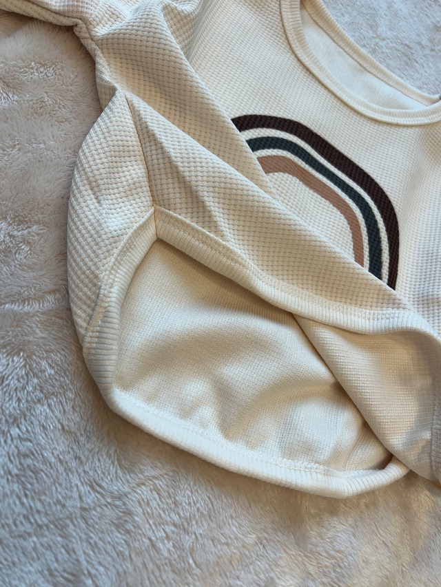 【取寄】シンプルかわいいレインボーワッフルカットソー