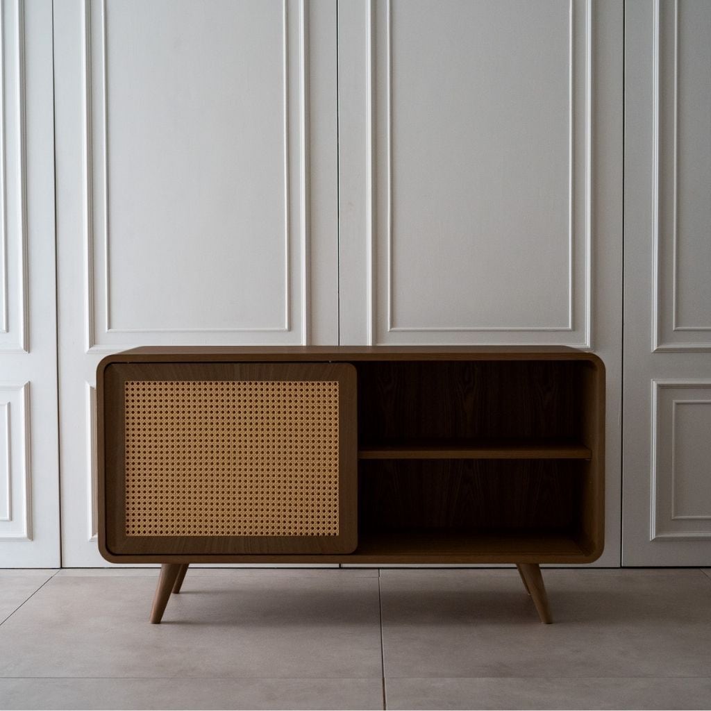Rattan Cabinet Slide Door Brown / ラタンキャビネット 引き戸仕様