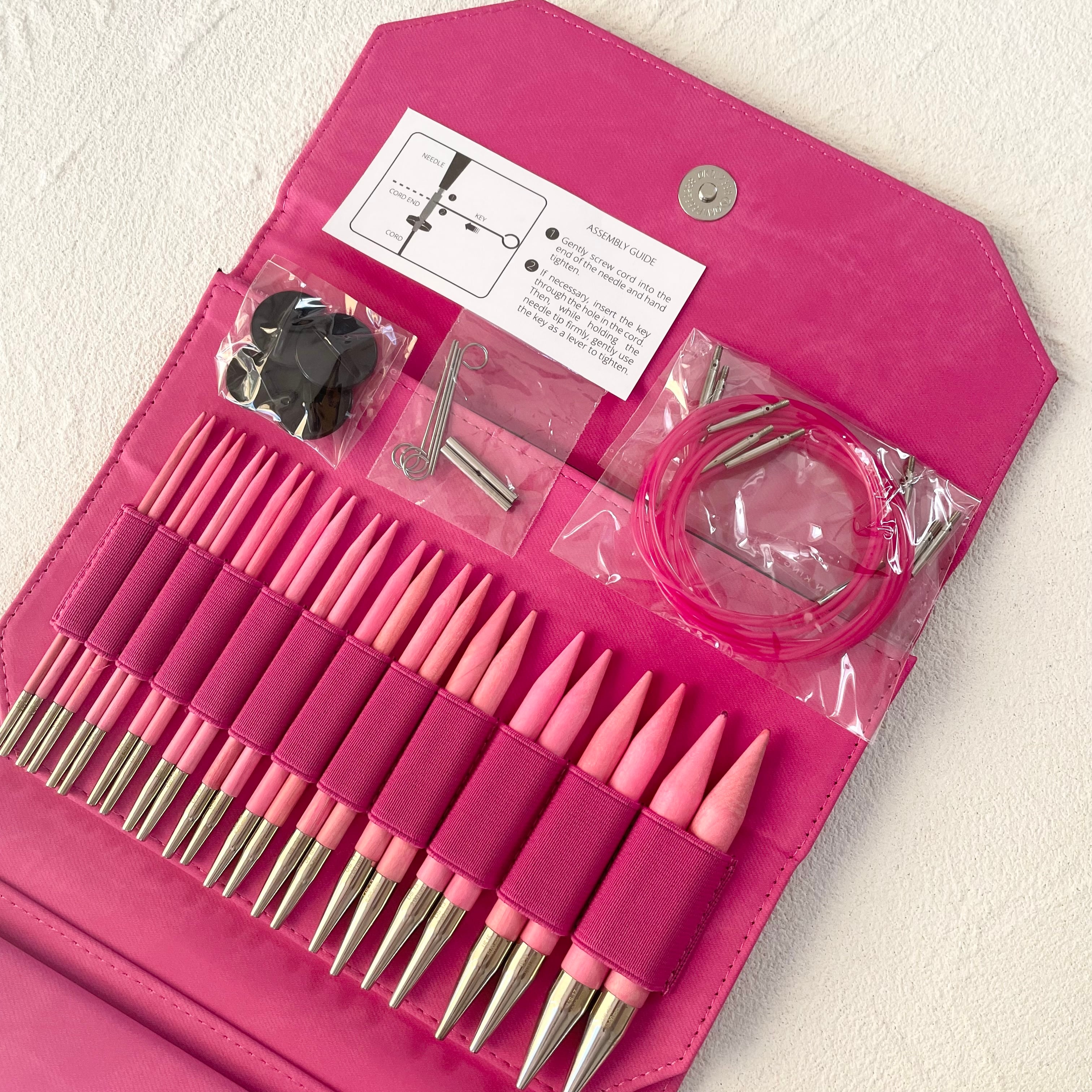 LYKKE 付け替え式輪針セット Blush 針長5インチ【fuchsia fabric】