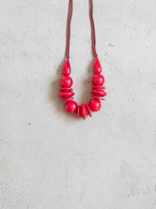 unknown used Red multi shape beads necklace