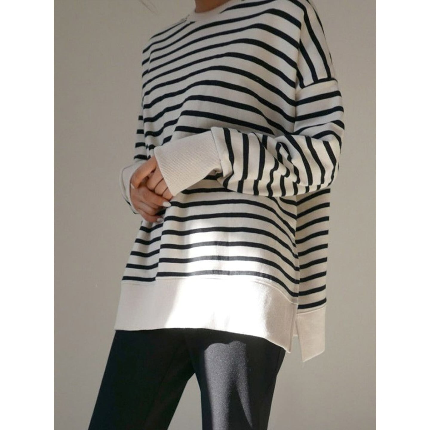 サイドスリットボーダースウェットシャツ RA3058