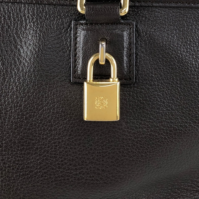 LOEWE ロエベ アマソナ36 ハンドバッグ ダークブラウン アナグラム レザー ボストンバッグ vintage ヴィンテージ オールド ihmrwb