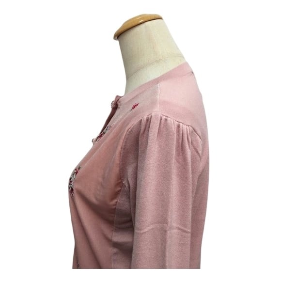 スーパービューティー カーディガン 香水瓶刺しゅう ベロア素材 ニット