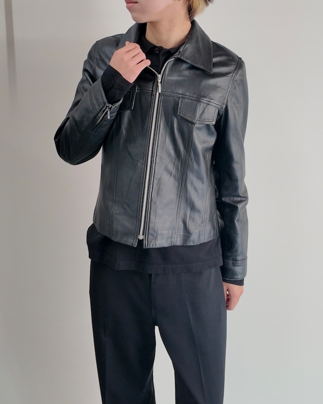 【BALMAIN】zip-up leather tracker jacket