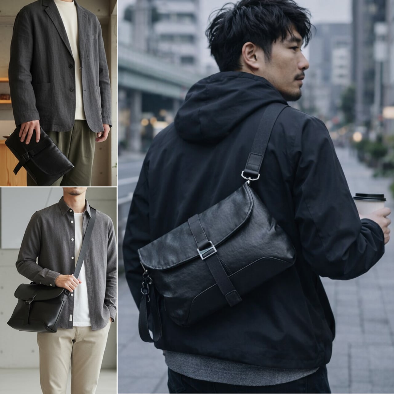 BASIC AGAIN] ショルダーバッグ メンズ 本革 レザー サコッシュ