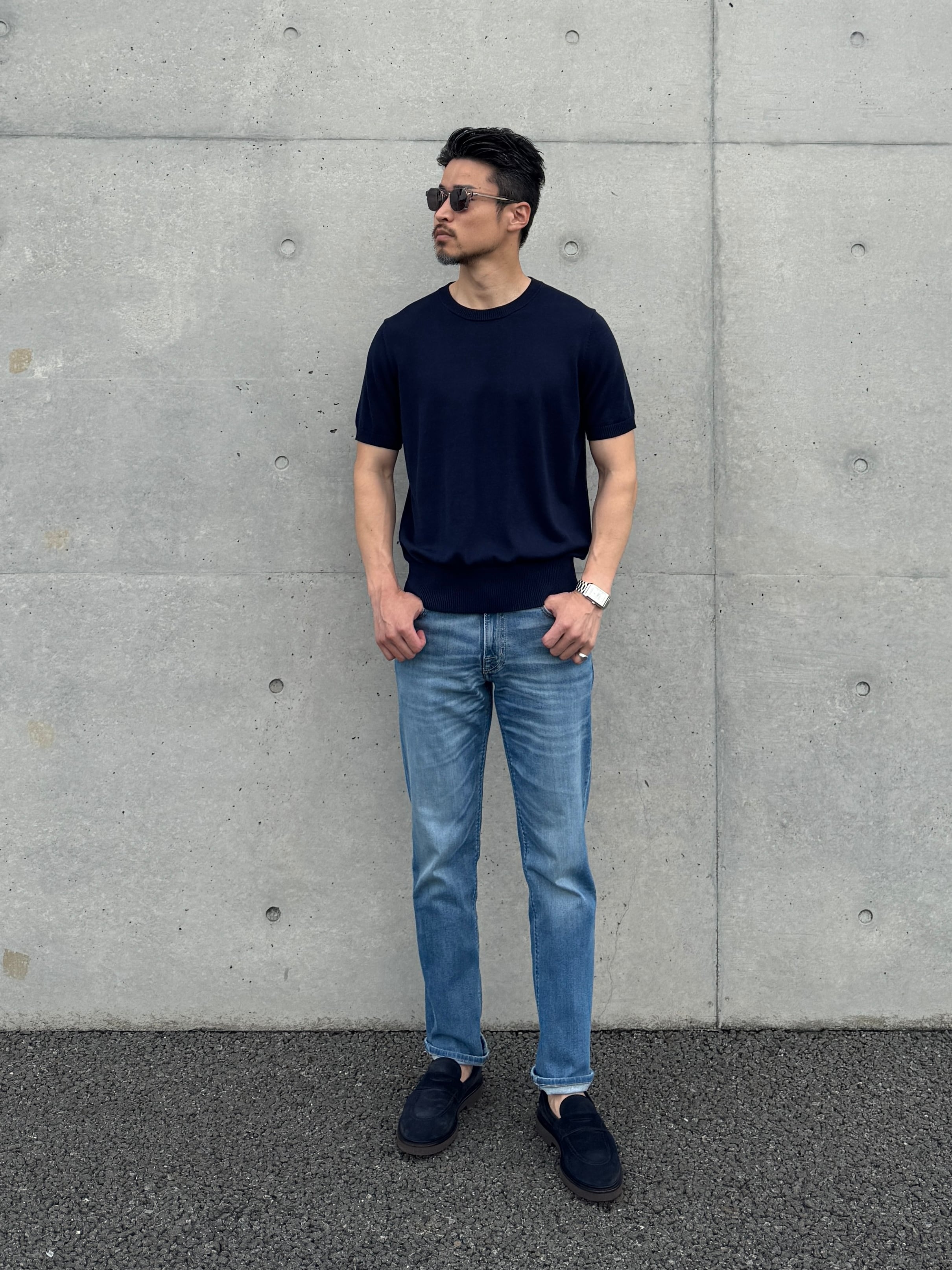 クルーネックニットTシャツ | Wide Range