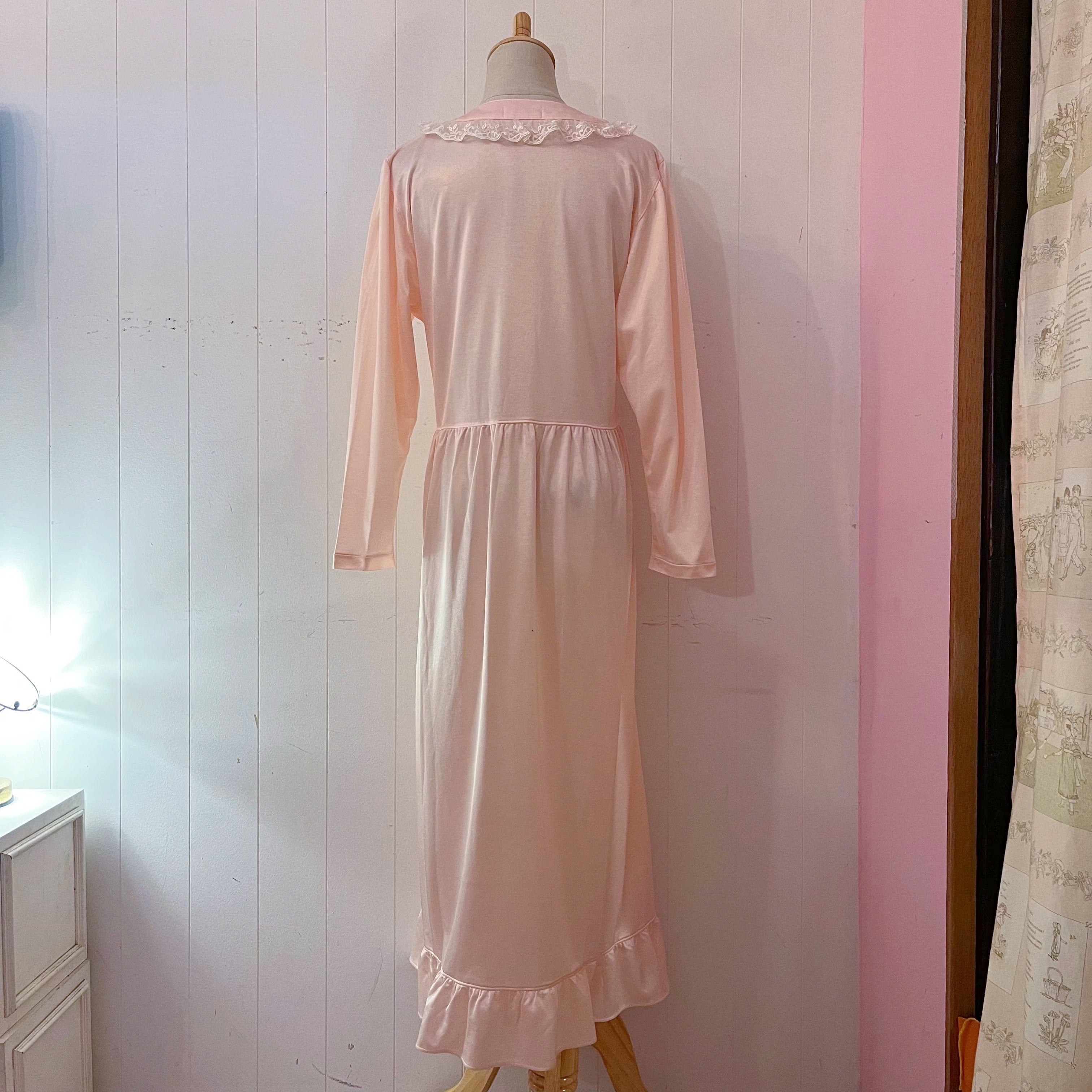 frill lace pink neglige one-piece