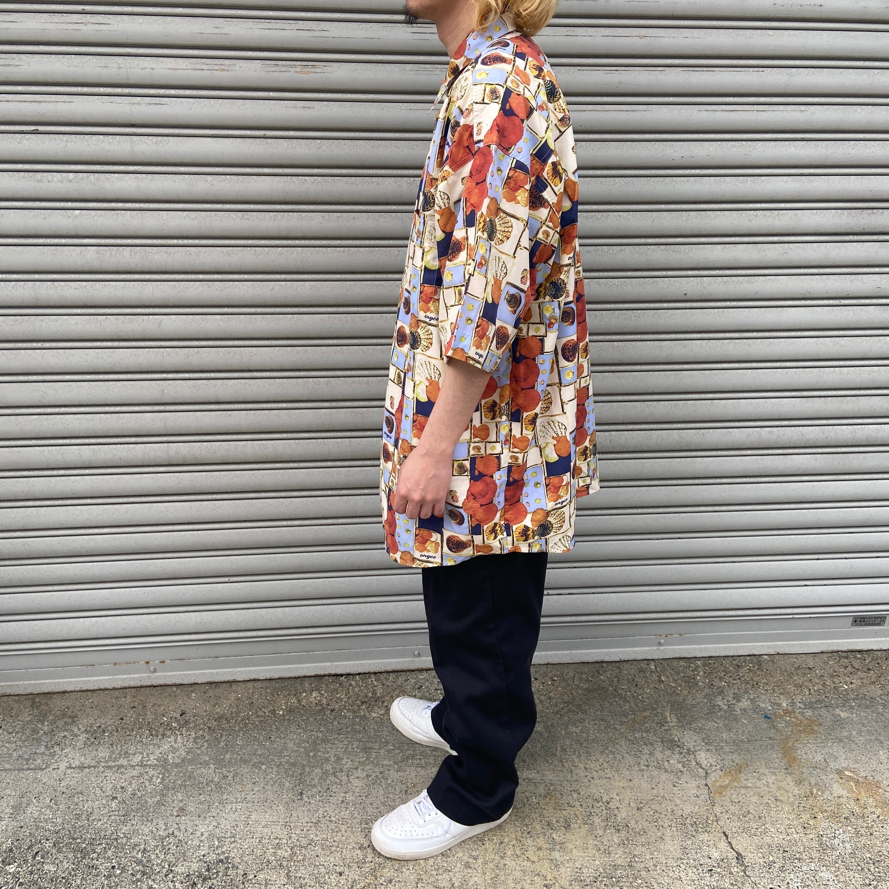 Enyce エニーチェ 総柄半袖シャツ 貝殻柄 オーバーサイズ XXL