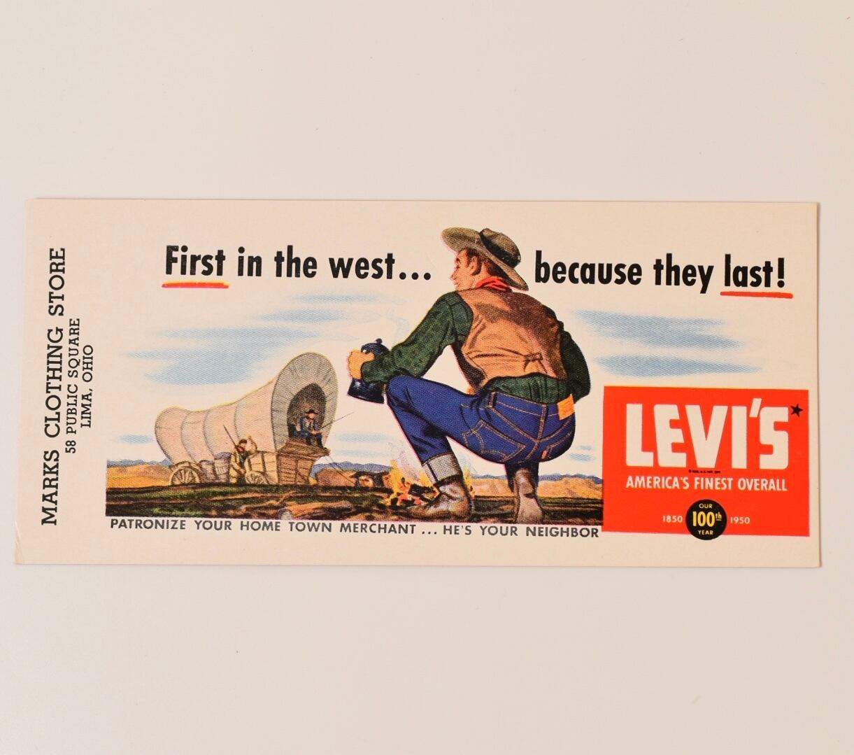 50's リーバイス インクブロッター ヴィンテージ アド 広告 販促 当時物 50's リーバイス インクブロッター ヴィンテージ アド 広告 販促 当時