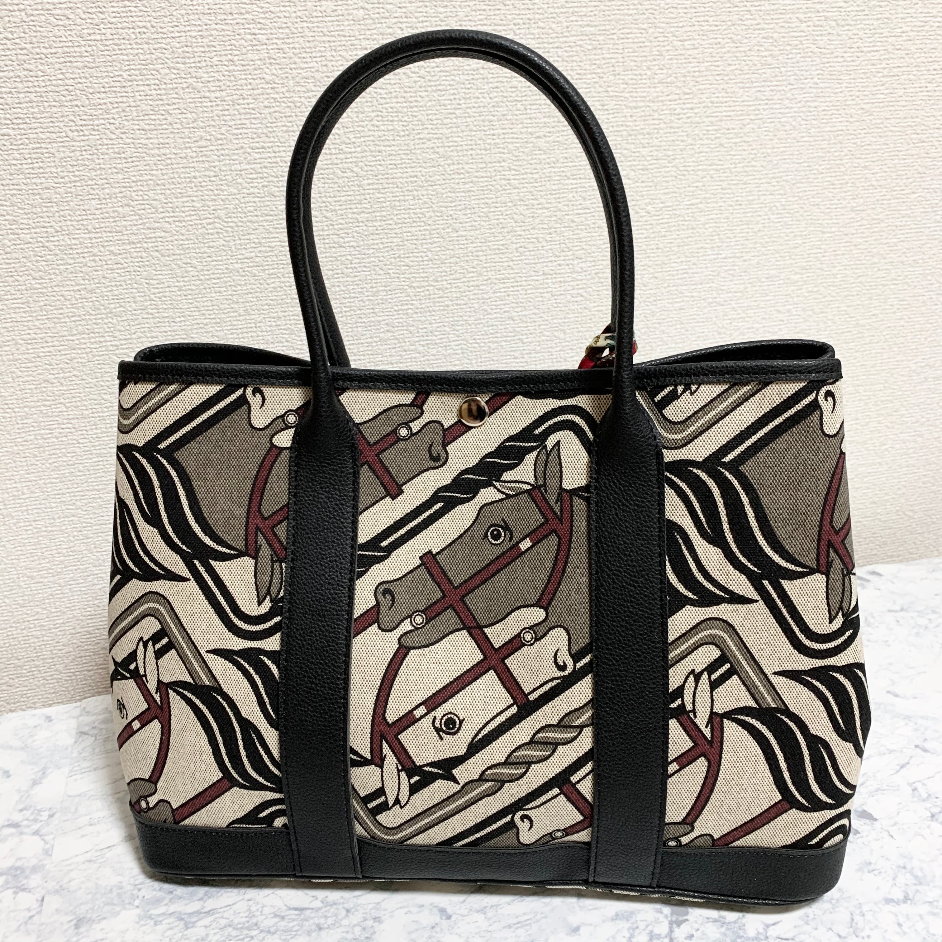 馬柄 チャーム ポーチ 付き トートバッグ L