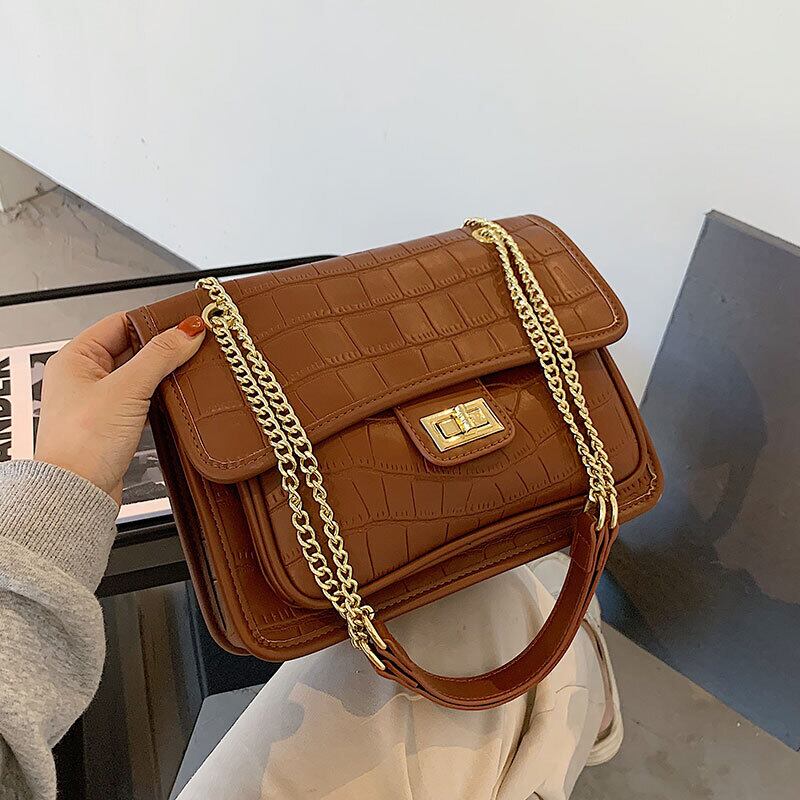 バッグハンドバッグ2020新しい流行の秋と冬のファッションクロコダイルパターンワンショルダーメッセンジャーバッグワイルドな雰囲気チェーン漂遊バッグ Tiancai_Wing_Bag29216122351