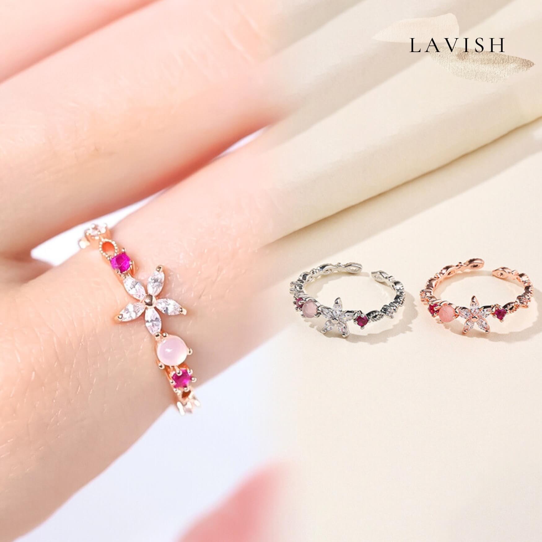 スタリーフラワーリング | フリーサイズ 指輪 レディース