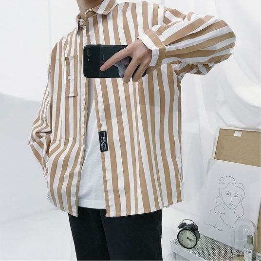 全2色 シャツ ワイシャツ ストライプ オフィス カジュアル 大人