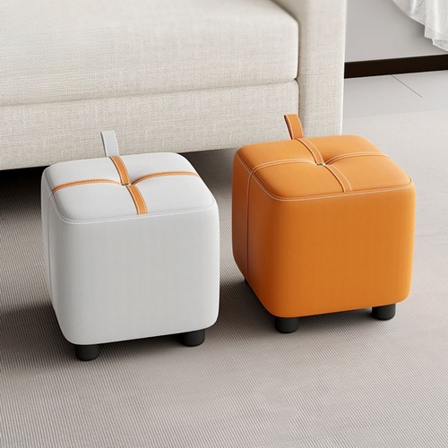 スツール ロータイプ 高さ23cm ４色展開 グリーン グレー ソファスツール フェイクレザー 正方形 四角 椅子 スクエア ファッションソファスツール コーヒーテーブル ホーム 小さなスツール ロースツール