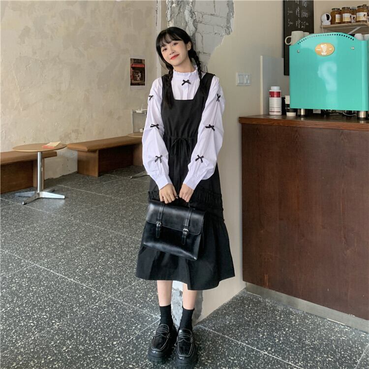 オータムブラックスカート ルーズ薄手スタイル 大人ガーリー スウィート キュート カジュアル 秋物 萌量不足96004768754