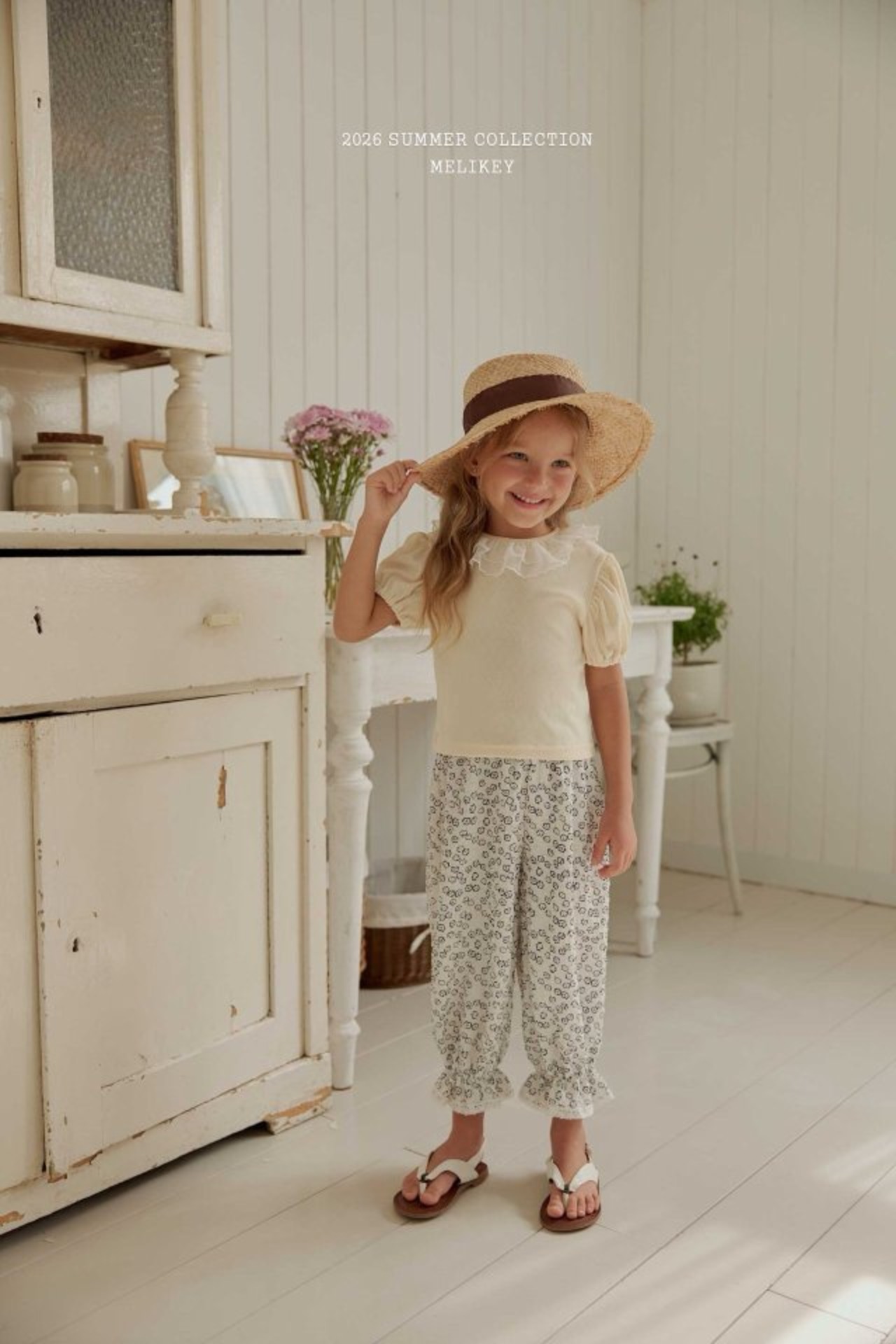 [MELIKEY] Egg flower Pants (JS/JM) / [미라이키] 에그꽃팬츠 (JS/JM)
