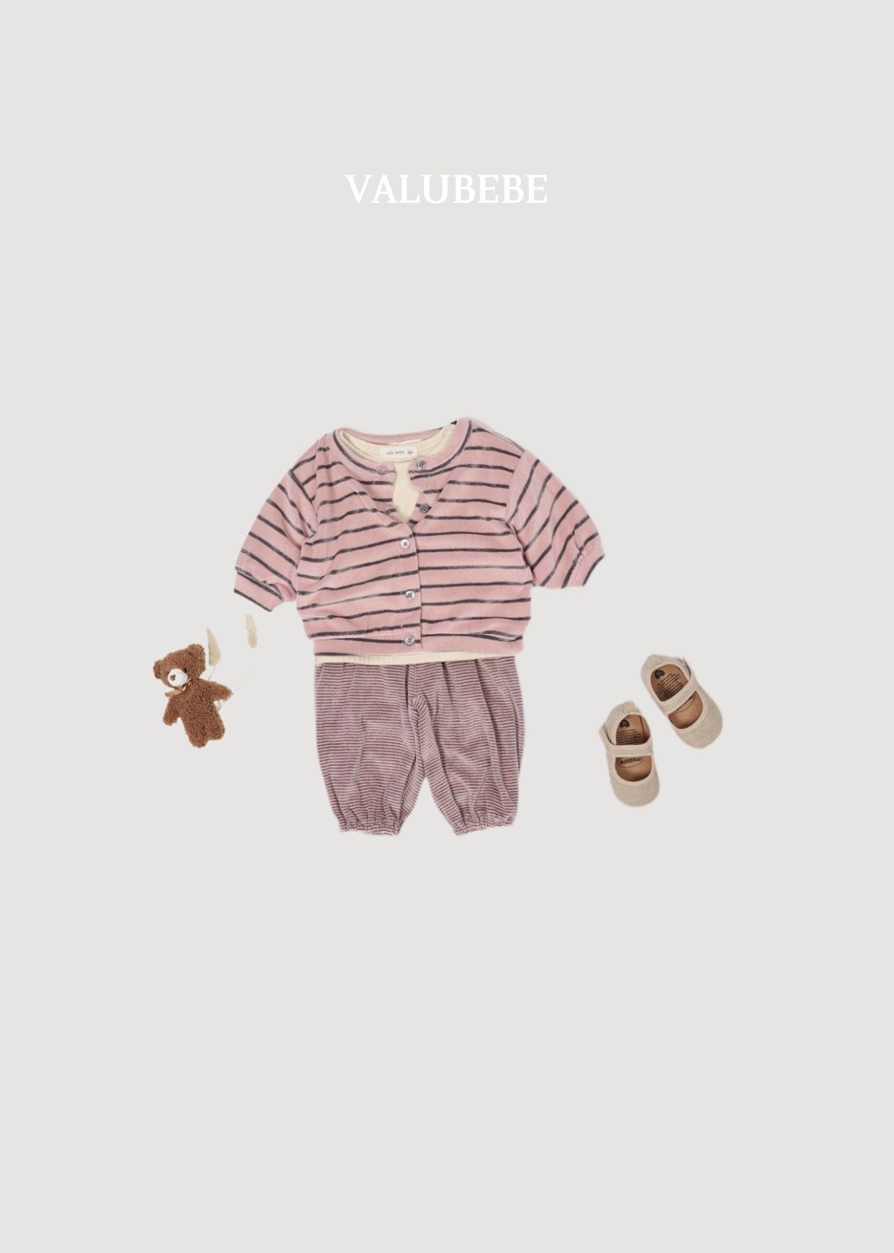 送料無料【予約】/ ベロアストライプパンツ/ valubebe