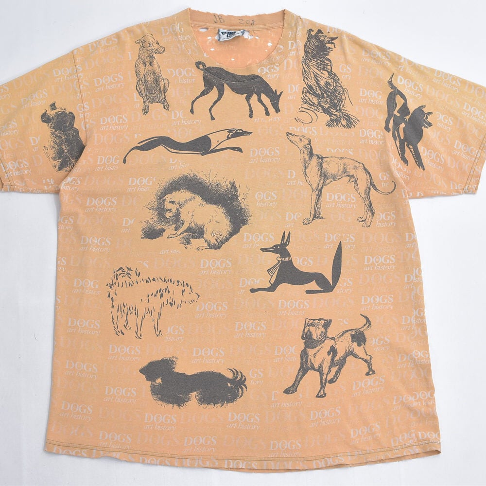 90s アメリカ製 BORO Lee リー DOGS art history ドッグプリント T