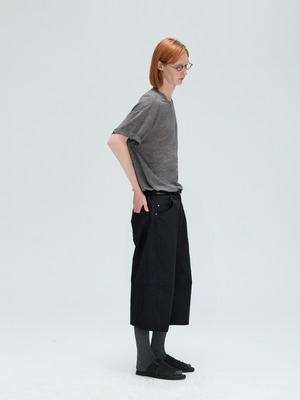 DECESOLO 26SS ストレッチ 7分丈 ワイドストレートパンツ