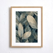 Whispering Leaves｜静寂と自然が調和するボタニカルアートポスター｜穏やかな葉の色彩が空間に癒しと上質な落ち着きを添えるインテリアA3ポスター