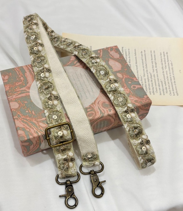 【長さ調整可能！】インド刺繍リボン ショルダー(A71-10)③