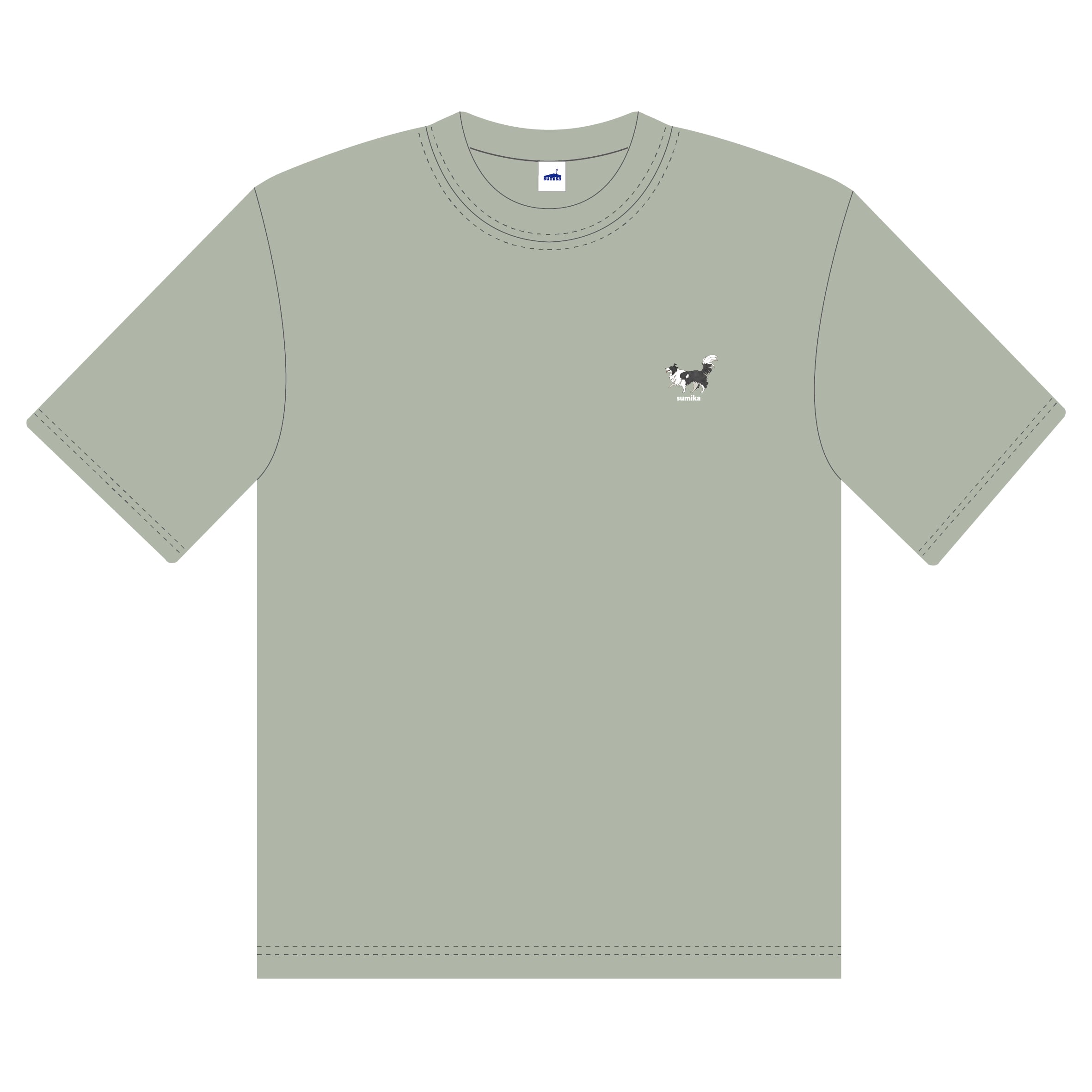 sumika / いろは刺繍ビッグシルエットTシャツ（セージグリーン）