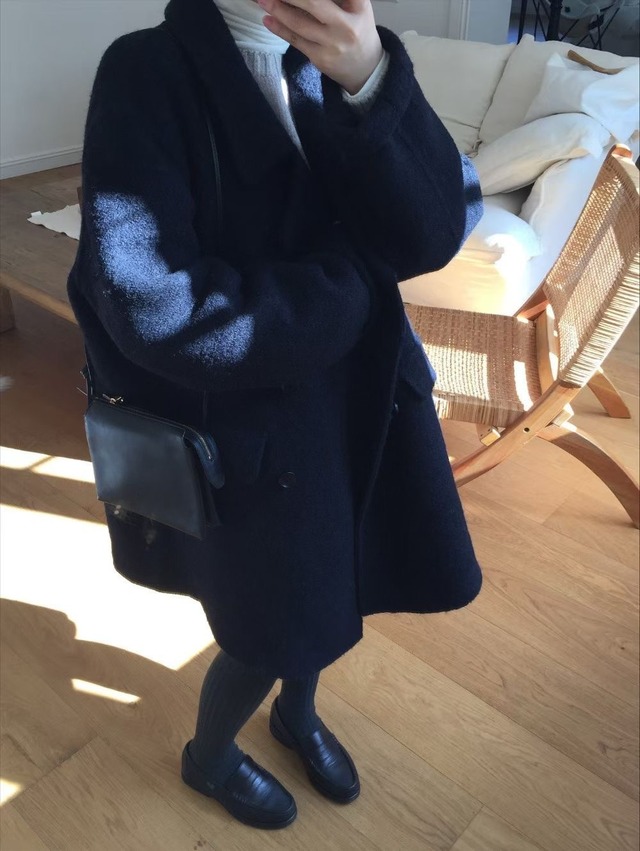 (予約) vegetable / Bell half coat (navy)