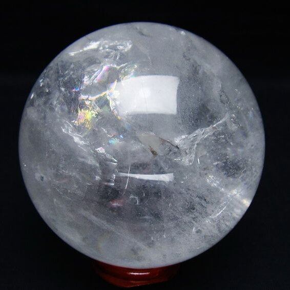 水晶 丸玉 虹入り 82mm スフィア 置物 水晶玉 一点物 151-8912