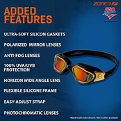 [ゾーンスリー] ZONE3 Vapour Swim Goggles - [Photochromatic] - Photochromatic(調光レンズ), Black/Hi-Vis Orange