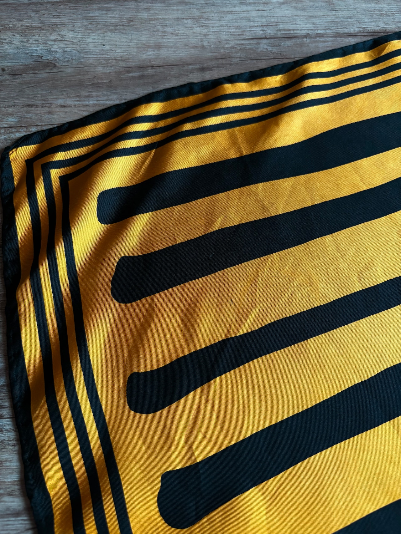 yellow & black abstract silk scarf-5152-8