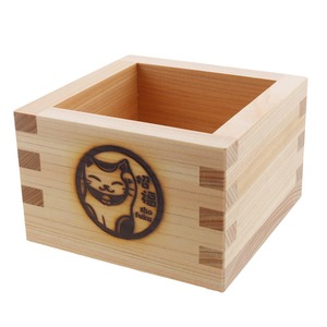 【人気】ヤマコー ひのき縁起桝 招福猫 83869 ナチュラル 本体サイズ:約8.3cm×8.3cm×h5.6cm
