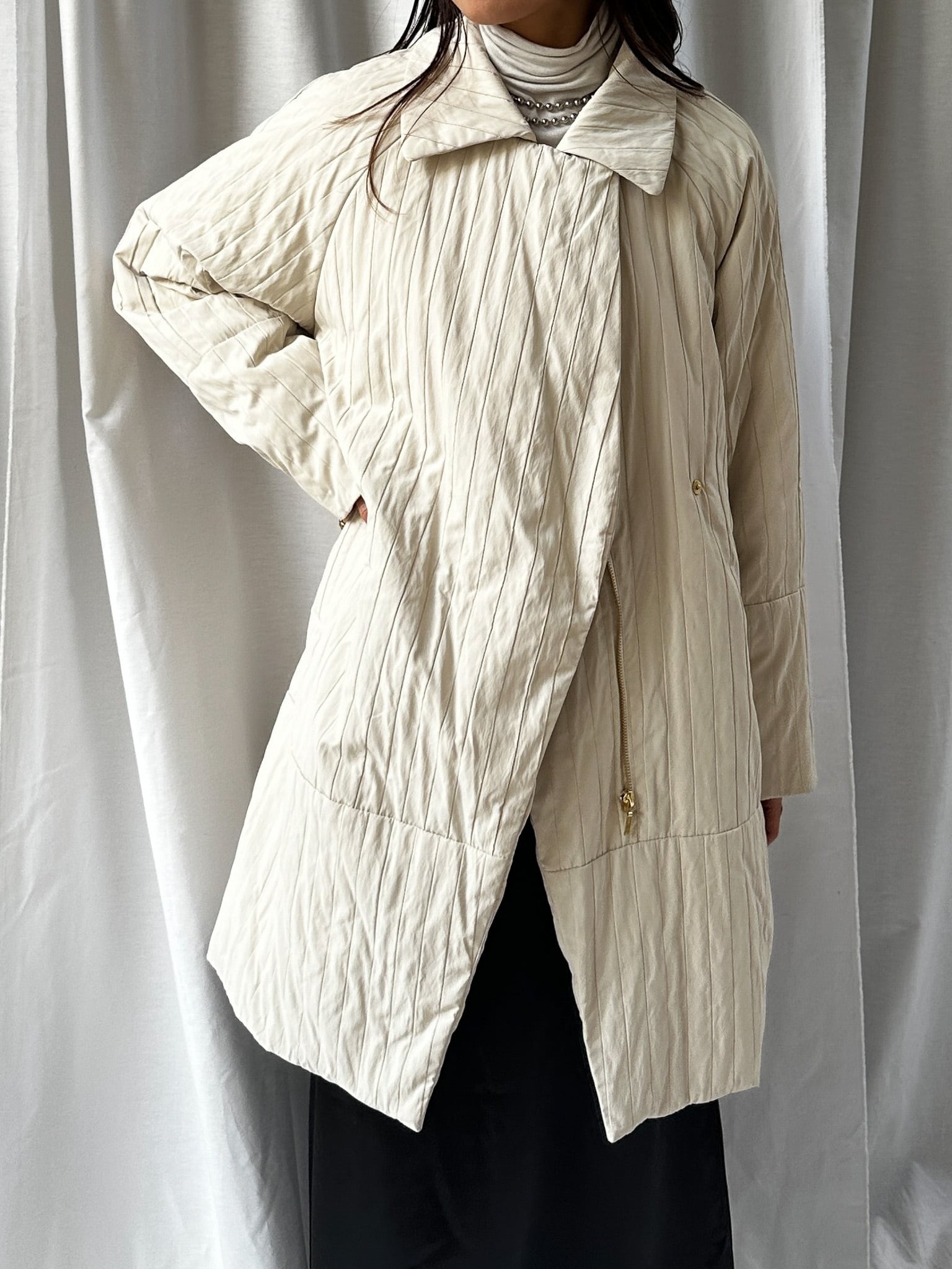 JQ STRIPED STANDCOLLAR COAT(ｼﾞｬｶﾞｰﾄﾞｽﾄﾗｲﾌﾟｽﾃﾝｶﾗｰｺｰﾄ）【5546091