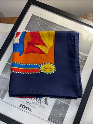 GUCCI / vintage flag design scarf.