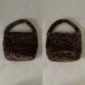Leopard eco fur tote bag/brown