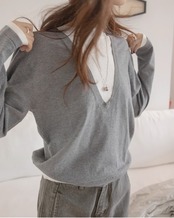 Fake layered Knit T20283