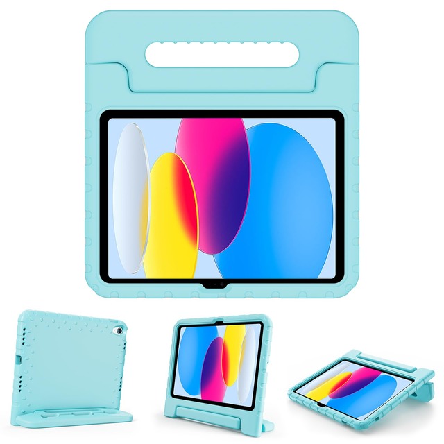 ProCase iPad 11世代/10世代 ケース iPad（A16）11インチ 2025/10.9インチ 2022通用 耐衝撃性 ハンドルとキックスタンド付き 軽量バンパーケース (水色)